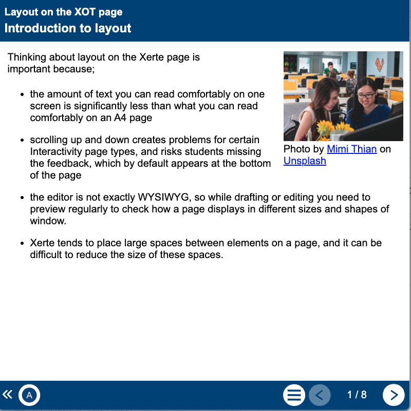 XOT Content Layout