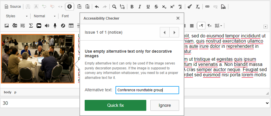 Accessibility Checker Quick FIx
