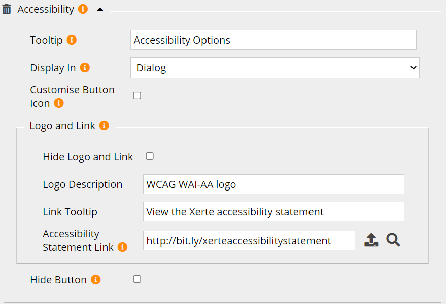 Accessibility Optional Property Dialogue