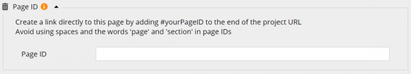 Screenshot of Page ID panel when added to editor